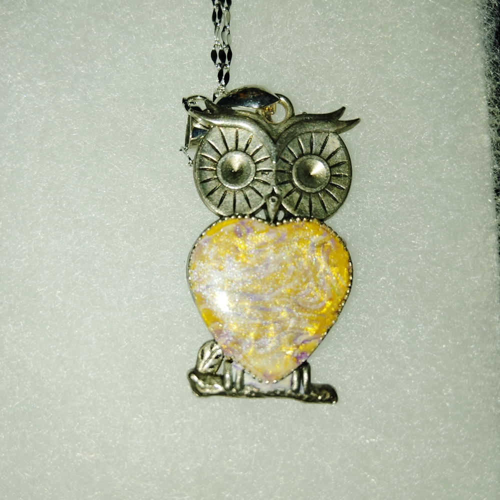 Silver and Gold Owl Pendant Necklace